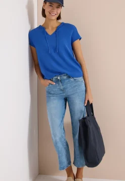 Blouse met korte mouwen en structuurmix