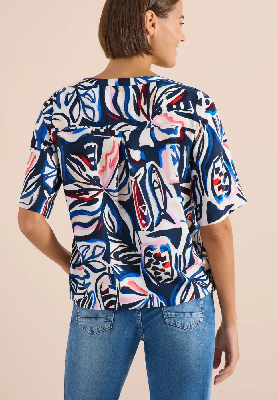 Blouse met korte mouwen en veelkleurige print