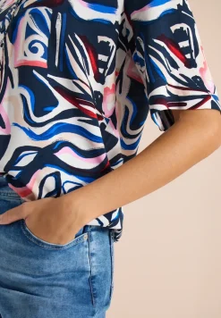 Blouse met korte mouwen en veelkleurige print