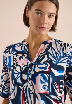 Blouse met korte mouwen en veelkleurige print