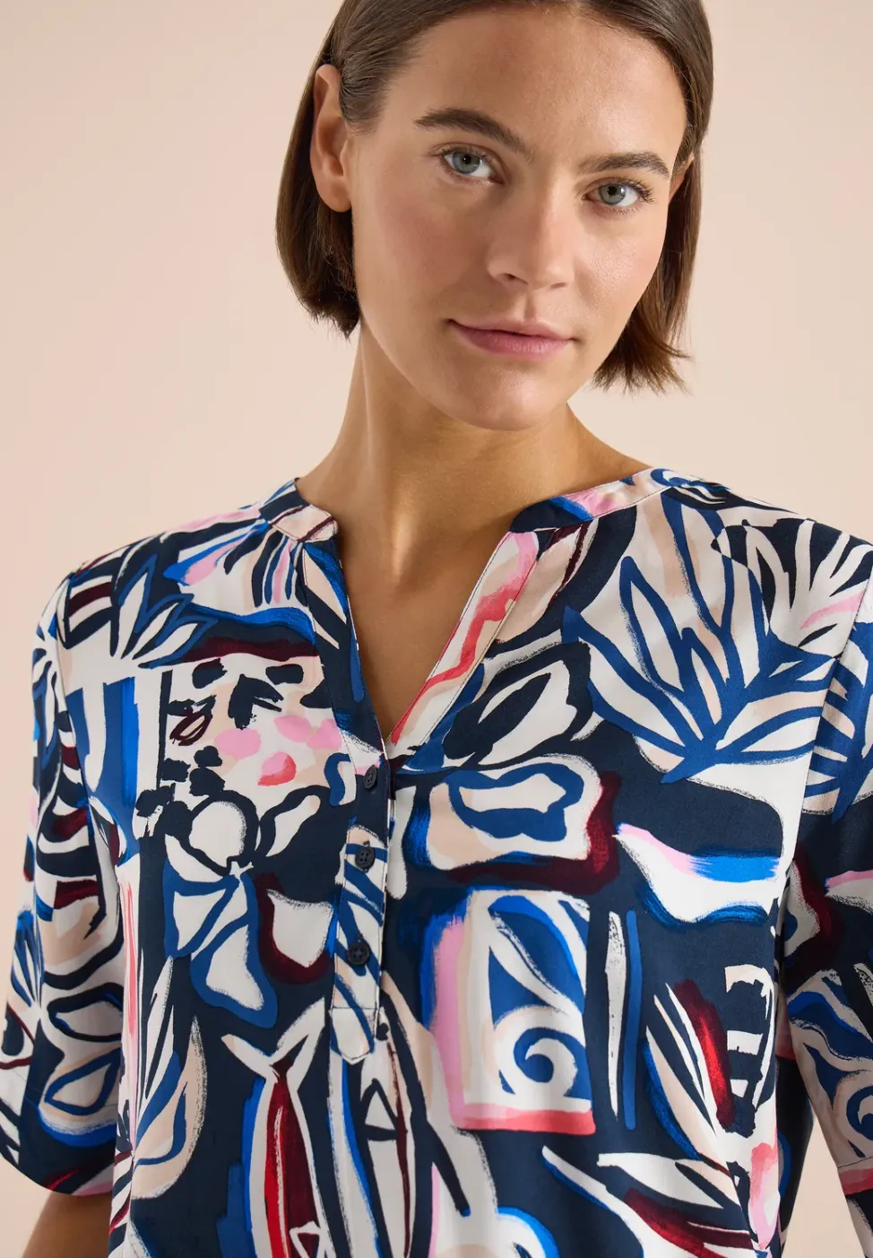 Blouse met korte mouwen en veelkleurige print