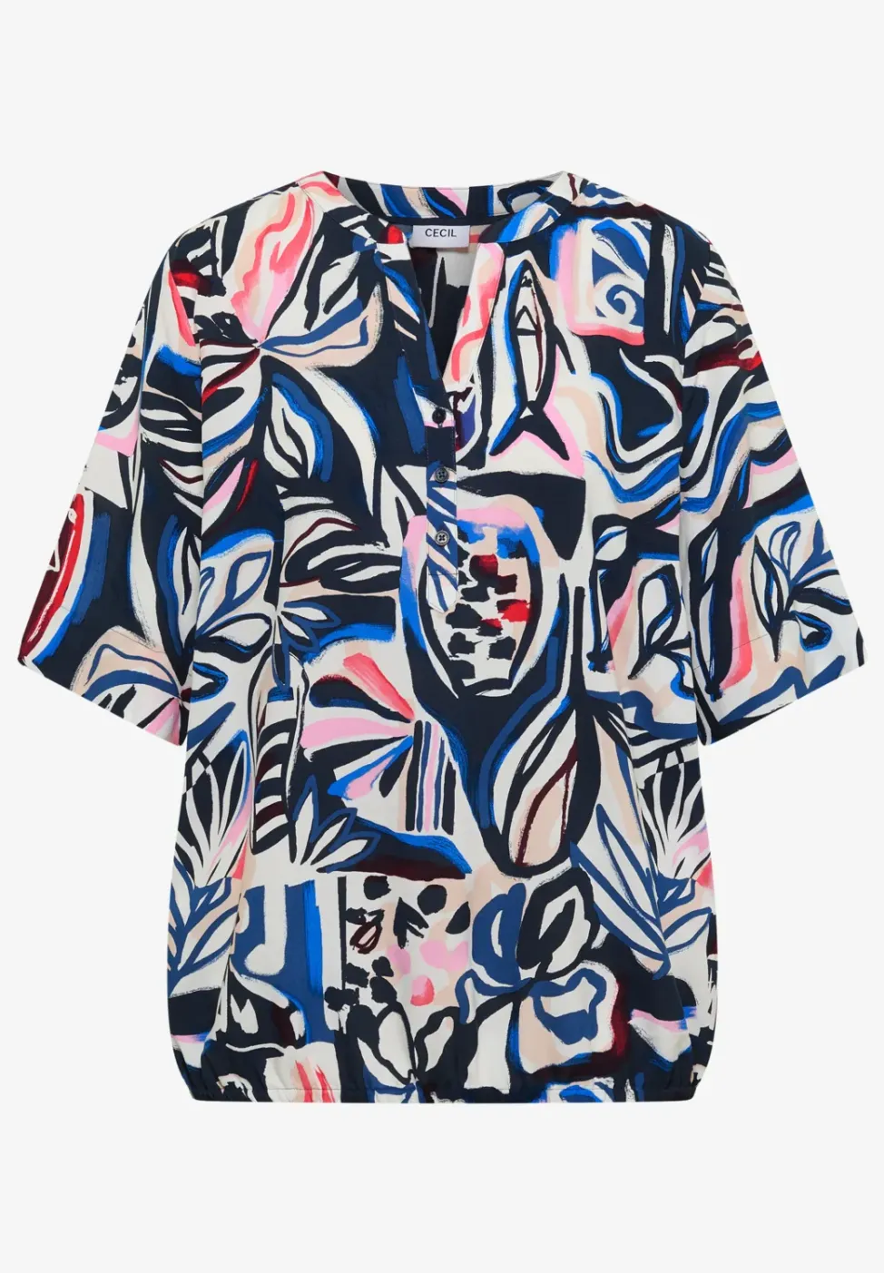 Blouse met korte mouwen en veelkleurige print