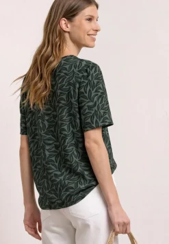 Blouse met korte mouwen, gespleten hals en knopen