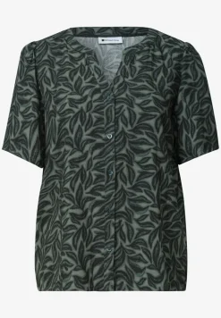 Blouse met korte mouwen, gespleten hals en knopen