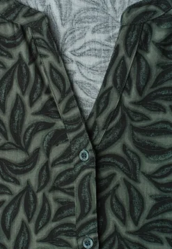 Blouse met korte mouwen, gespleten hals en knopen