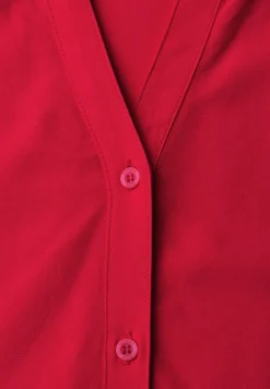 Blouse met korte mouwen, gespleten hals en knopen