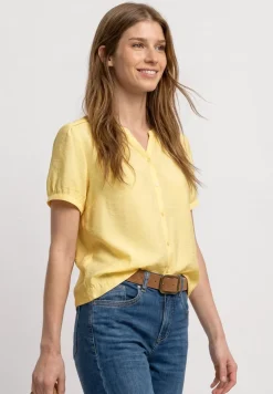 Blouse met korte mouwen, gespleten hals en knopen