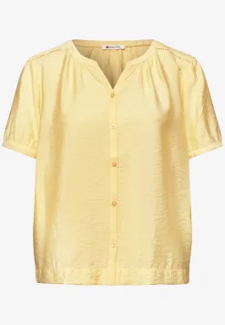 Blouse met korte mouwen, gespleten hals en knopen