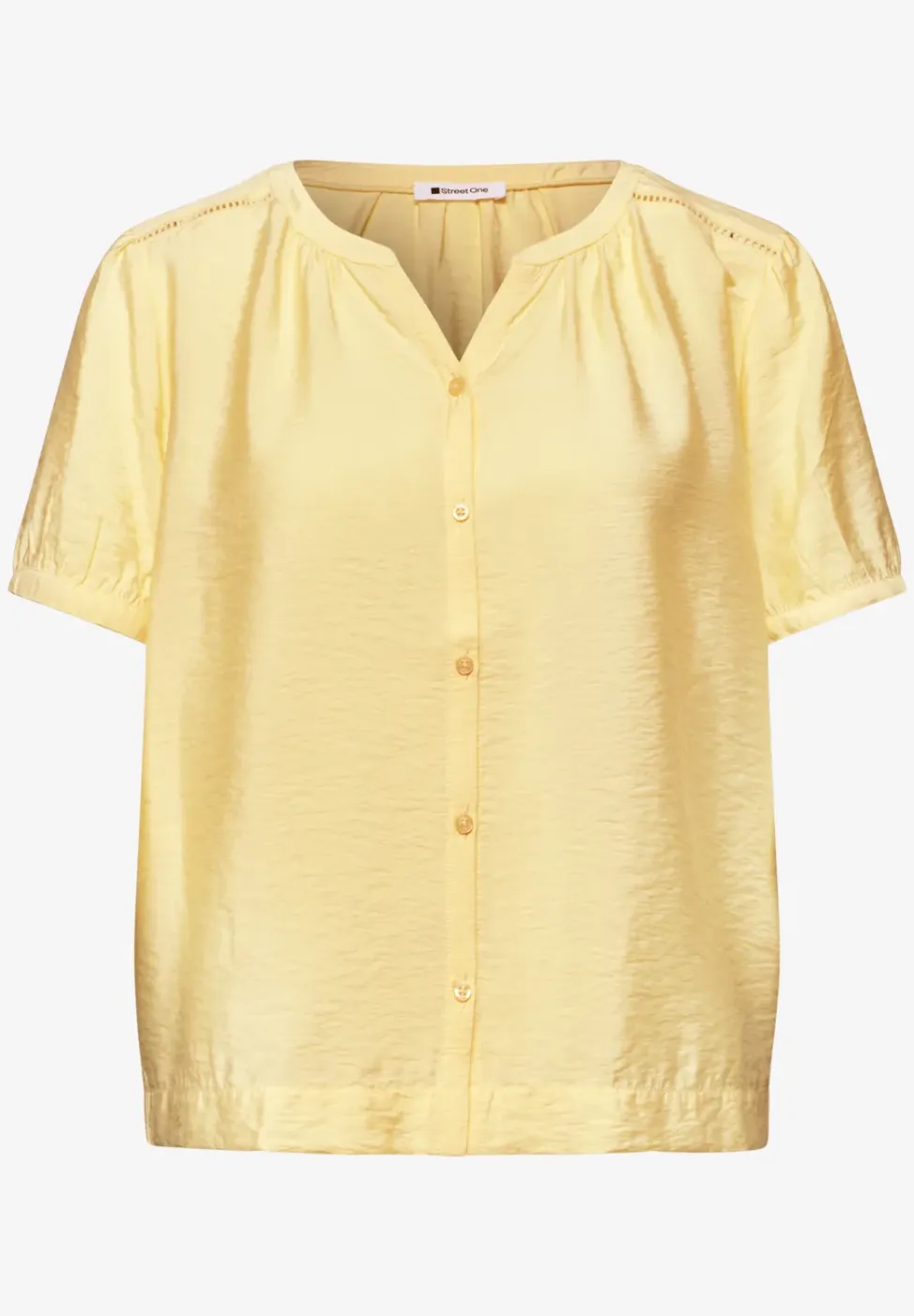 Blouse met korte mouwen, gespleten hals en knopen