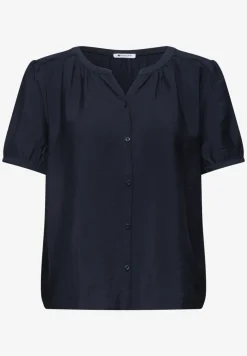 Blouse met korte mouwen, gespleten hals en knopen