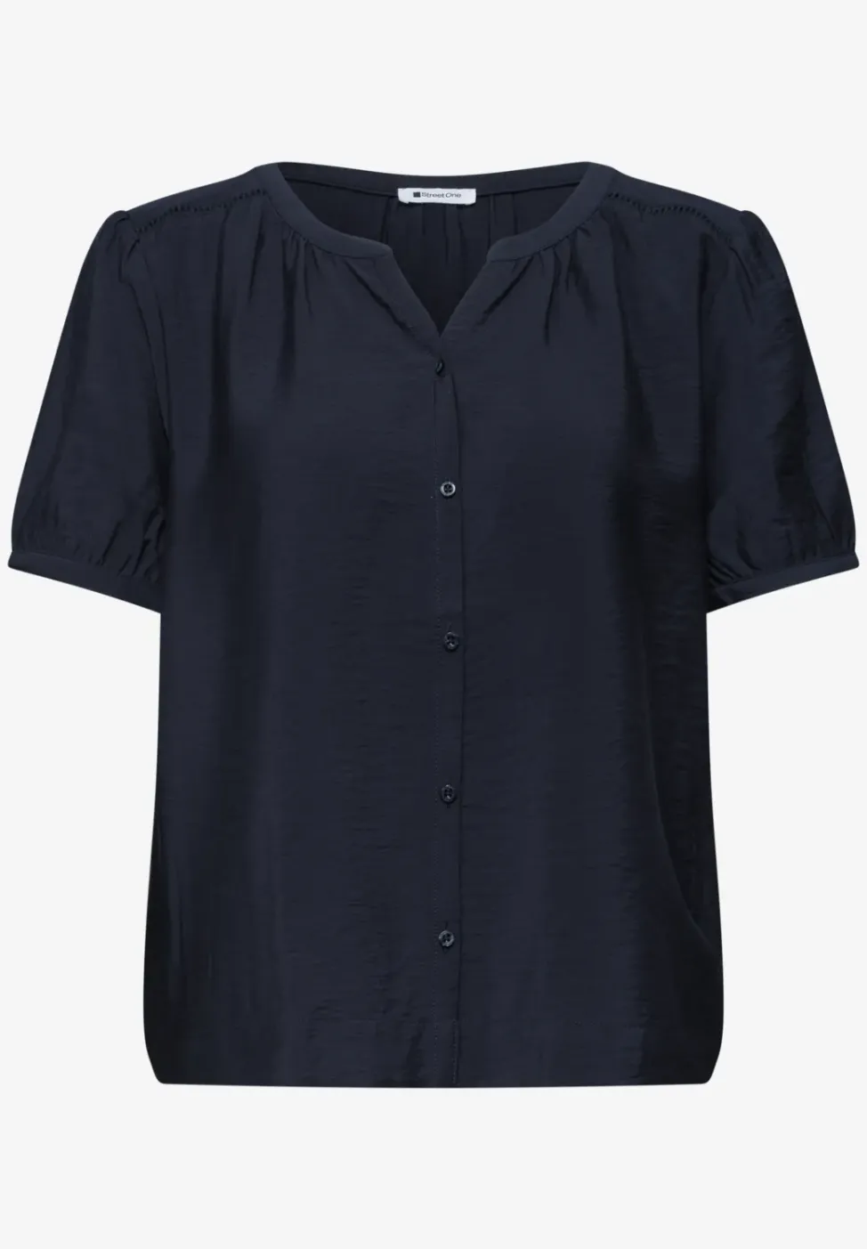 Blouse met korte mouwen, gespleten hals en knopen