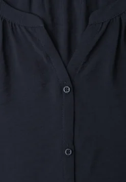 Blouse met korte mouwen, gespleten hals en knopen