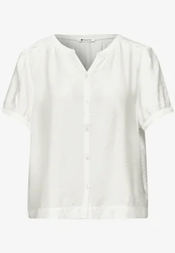 Blouse met korte mouwen, gespleten hals en knopen