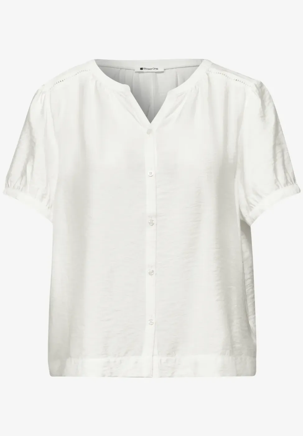 Blouse met korte mouwen, gespleten hals en knopen
