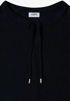 Blouse met korte mouwen, gespleten hals en linten