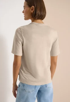 Blouse met korte mouwen, gespleten hals en linten