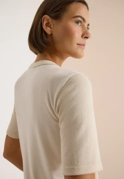 Blouse met korte mouwen, gespleten hals en linten