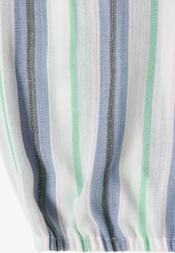 Blouse met korte mouwen, gespleten hals en strepen