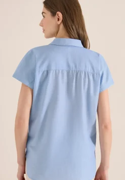 Blouse met korte mouwen in chambraykwaliteit