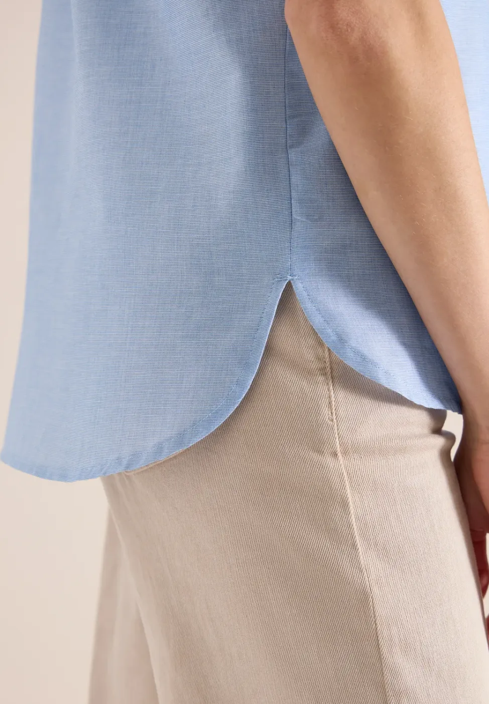 Blouse met korte mouwen in chambraykwaliteit
