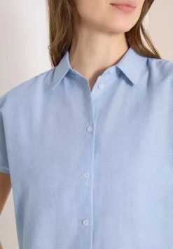 Blouse met korte mouwen in chambraykwaliteit