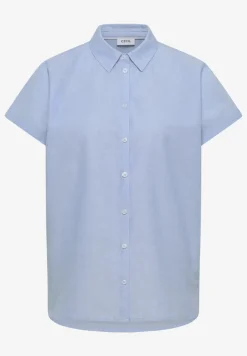 Blouse met korte mouwen in chambraykwaliteit