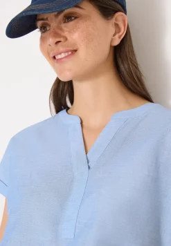 Blouse met korte mouwen in chambraykwaliteit