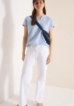Blouse met korte mouwen in chambraykwaliteit