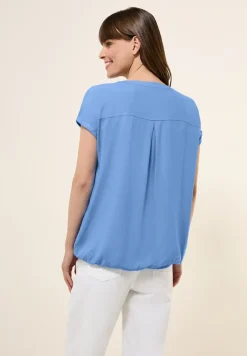 Blouse met korte mouwen in effen kleur