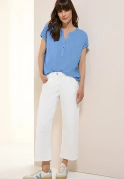 Blouse met korte mouwen in effen kleur