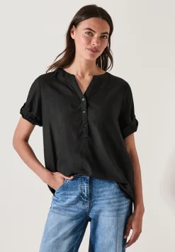 Blouse met korte mouwen in effen kleur
