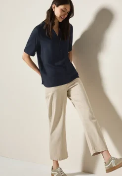 Blouse met korte mouwen in effen kleur