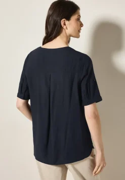 Blouse met korte mouwen in effen kleur