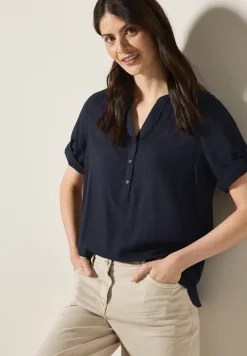 Blouse met korte mouwen in effen kleur