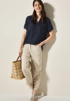 Blouse met korte mouwen in effen kleur
