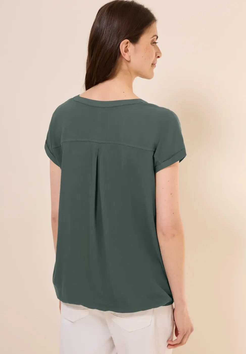Blouse met korte mouwen in effen kleur