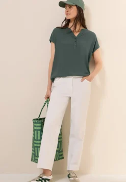Blouse met korte mouwen in effen kleur