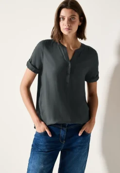 Blouse met korte mouwen in effen kleur