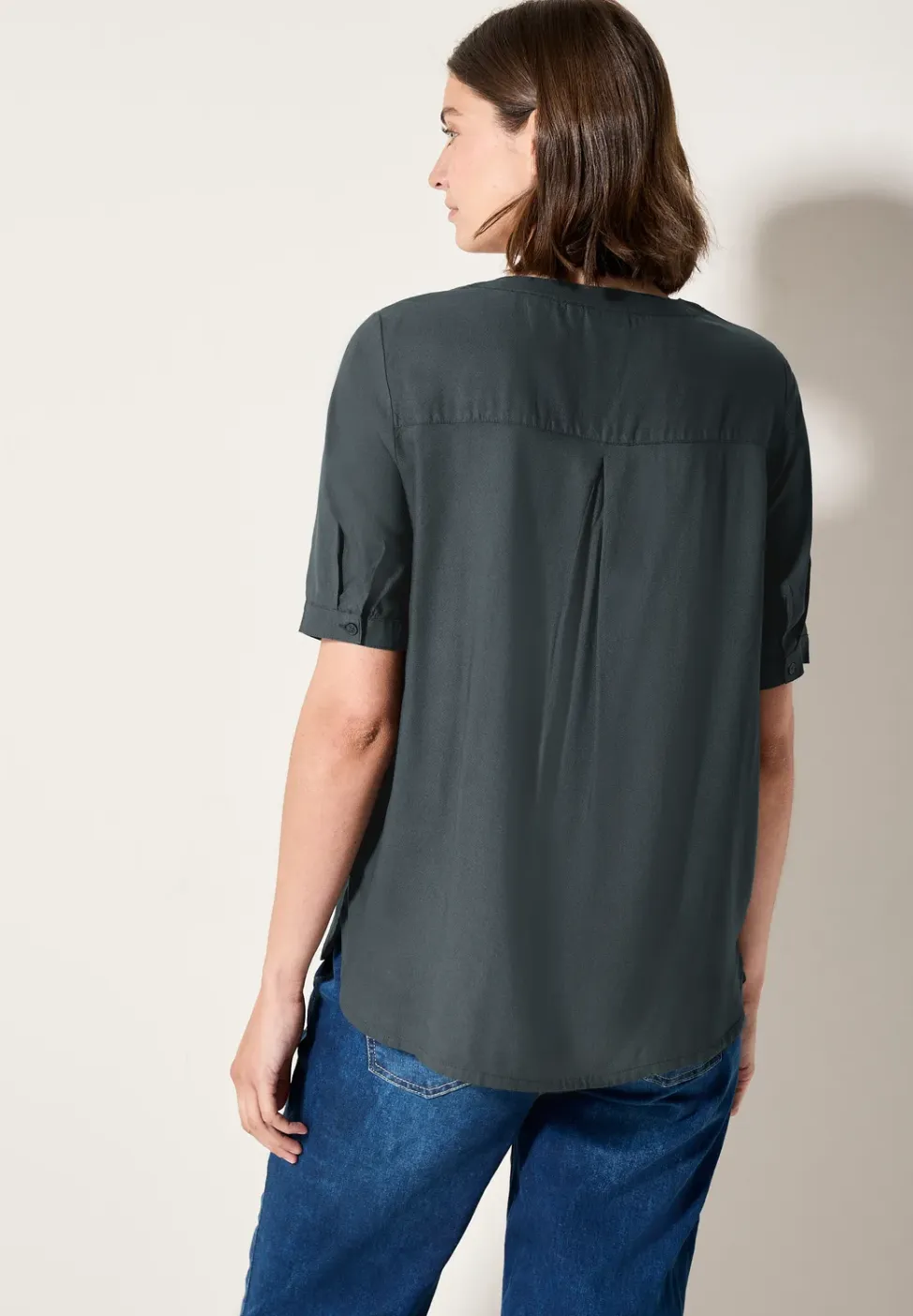 Blouse met korte mouwen in effen kleur