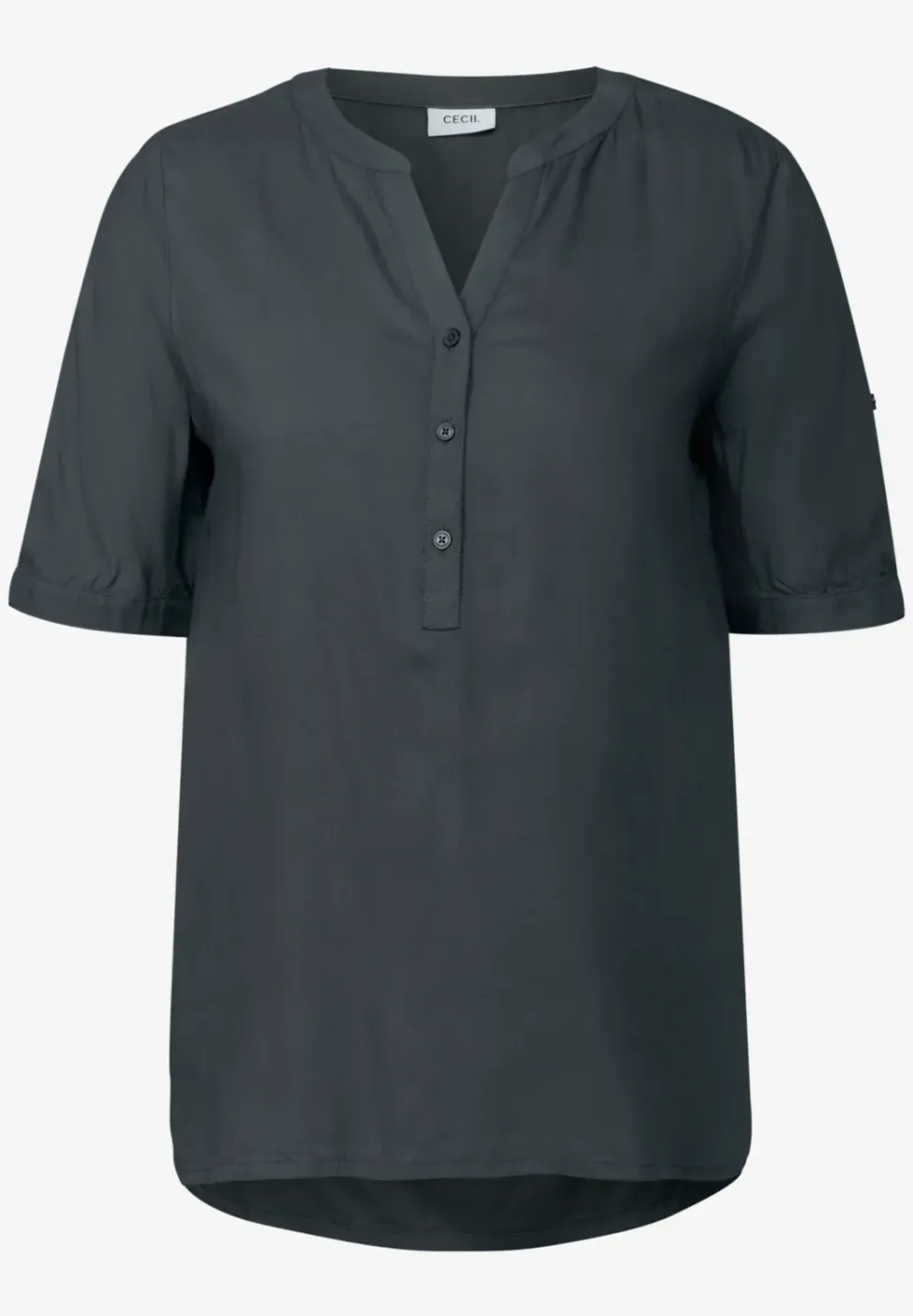 Blouse met korte mouwen in effen kleur