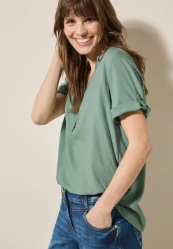 Blouse met korte mouwen in effen kleur