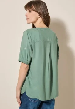 Blouse met korte mouwen in effen kleur