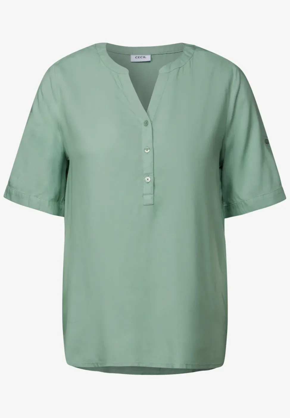 Blouse met korte mouwen in effen kleur