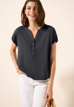 Blouse met korte mouwen in effen kleur