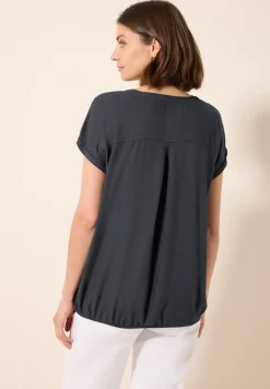 Blouse met korte mouwen in effen kleur