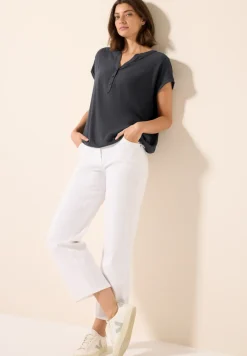 Blouse met korte mouwen in effen kleur