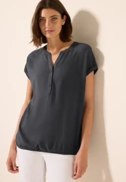Blouse met korte mouwen in effen kleur