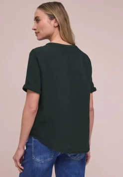 Blouse met korte mouwen in mousseline kwaliteit