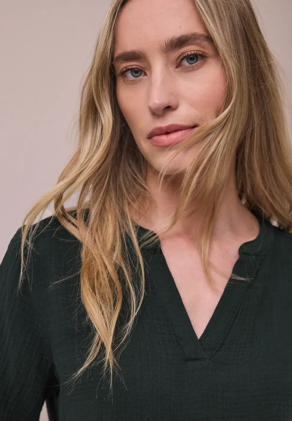 Blouse met korte mouwen in mousseline kwaliteit