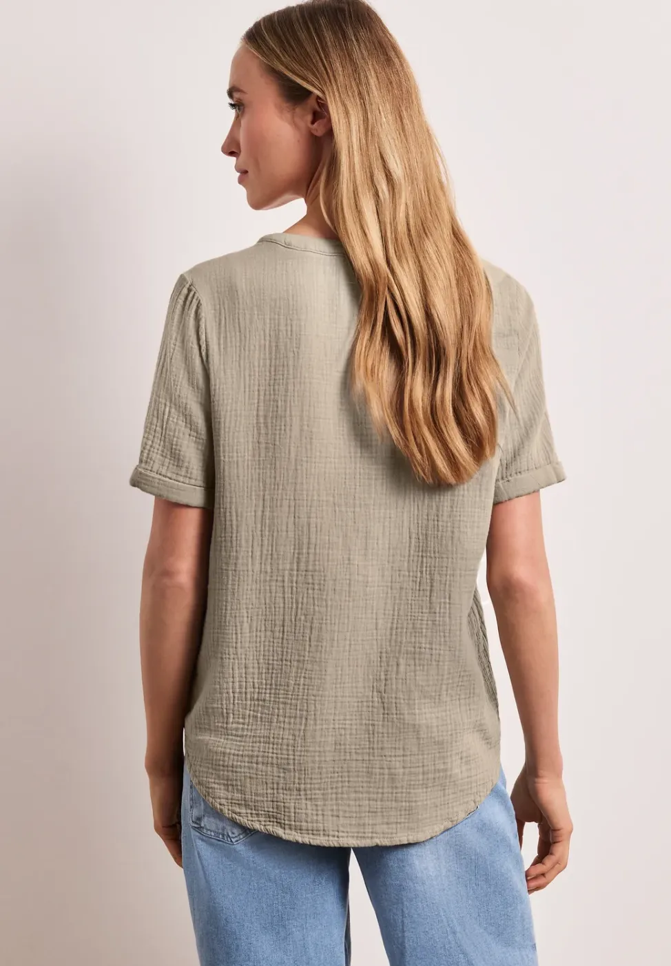 Blouse met korte mouwen in mousseline kwaliteit